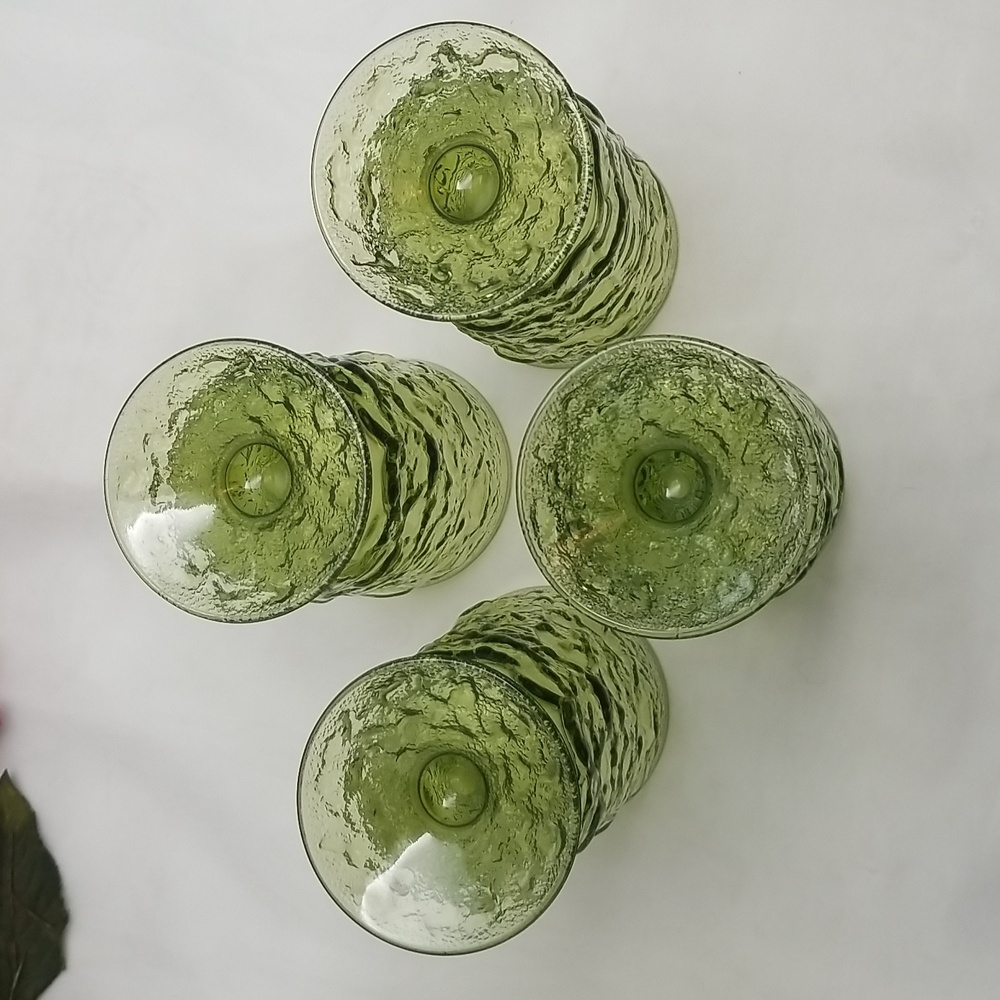 Anchor Hocking Milano Avacado Green Footed Tumblers - Picture 3 of 16